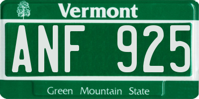 VT license plate ANF925
