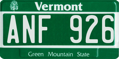 VT license plate ANF926