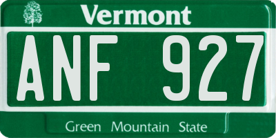 VT license plate ANF927