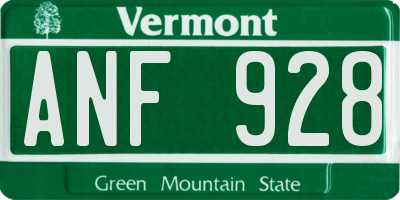 VT license plate ANF928