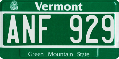 VT license plate ANF929