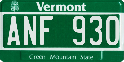 VT license plate ANF930