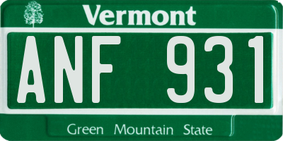 VT license plate ANF931