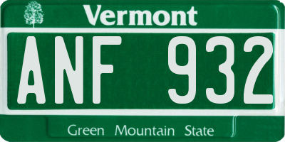 VT license plate ANF932