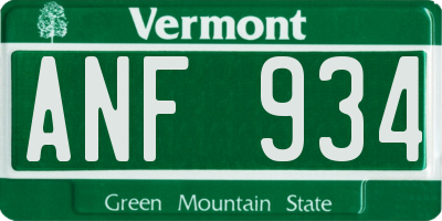 VT license plate ANF934