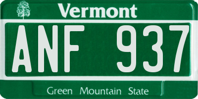 VT license plate ANF937