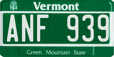 VT license plate ANF939