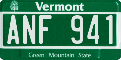 VT license plate ANF941