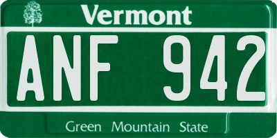 VT license plate ANF942