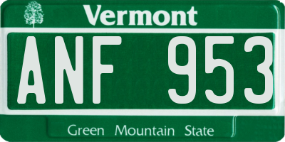 VT license plate ANF953