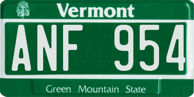VT license plate ANF954