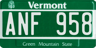 VT license plate ANF958
