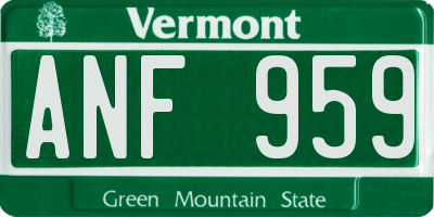 VT license plate ANF959