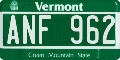 VT license plate ANF962