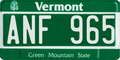 VT license plate ANF965