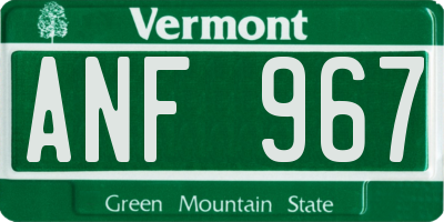 VT license plate ANF967