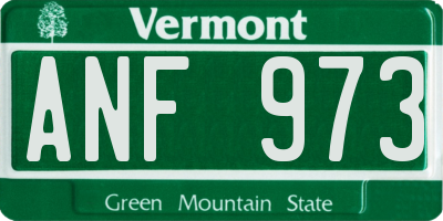 VT license plate ANF973