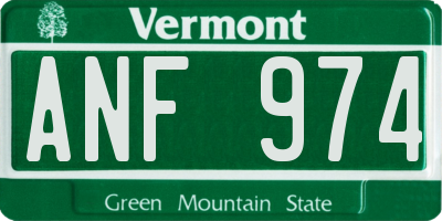 VT license plate ANF974