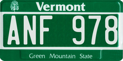 VT license plate ANF978