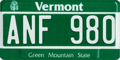 VT license plate ANF980