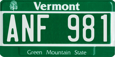 VT license plate ANF981