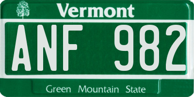 VT license plate ANF982