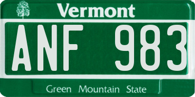 VT license plate ANF983