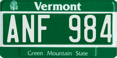 VT license plate ANF984