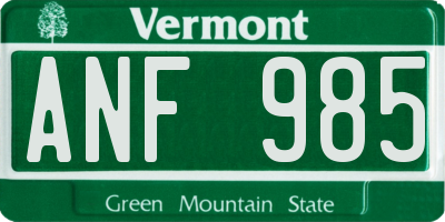 VT license plate ANF985