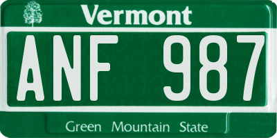 VT license plate ANF987