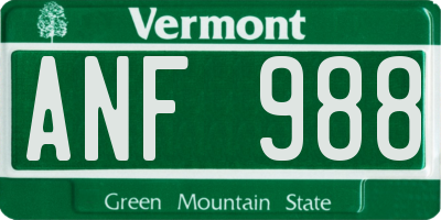 VT license plate ANF988