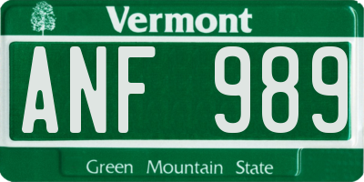 VT license plate ANF989
