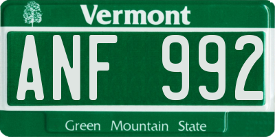 VT license plate ANF992
