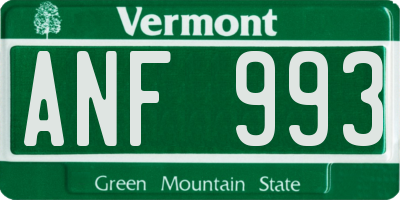 VT license plate ANF993