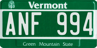 VT license plate ANF994