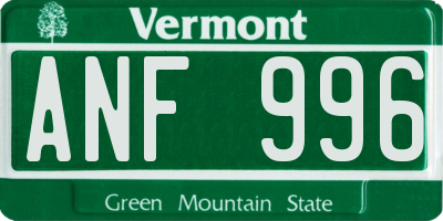 VT license plate ANF996