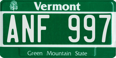 VT license plate ANF997