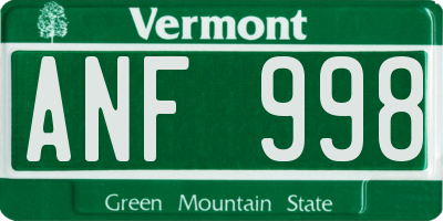 VT license plate ANF998