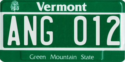 VT license plate ANG012