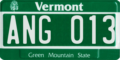 VT license plate ANG013
