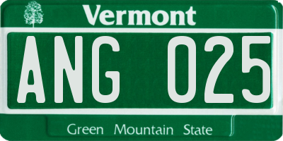 VT license plate ANG025