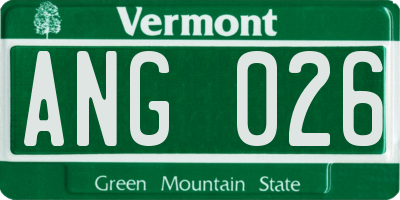 VT license plate ANG026