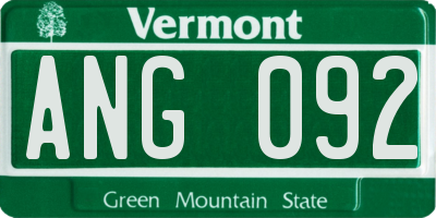VT license plate ANG092
