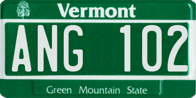 VT license plate ANG102