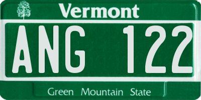 VT license plate ANG122