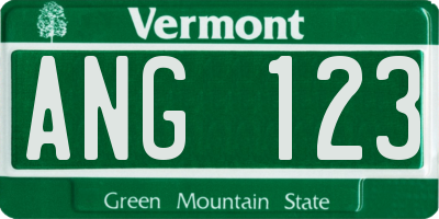 VT license plate ANG123