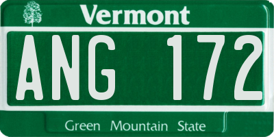 VT license plate ANG172