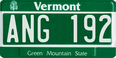 VT license plate ANG192