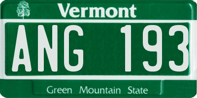VT license plate ANG193