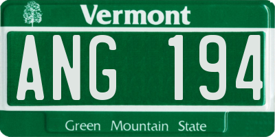 VT license plate ANG194